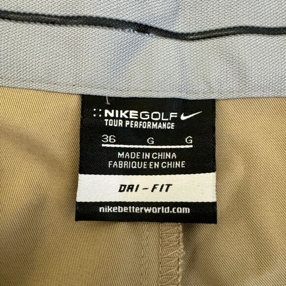 Nike Golf Tour Performance Shorts Mens 36 Tan Pleated Dri Fit Swoosh Walking - Picture 5 of 11